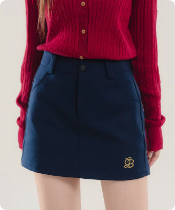 American Navy Blue A-line Skirt For Women