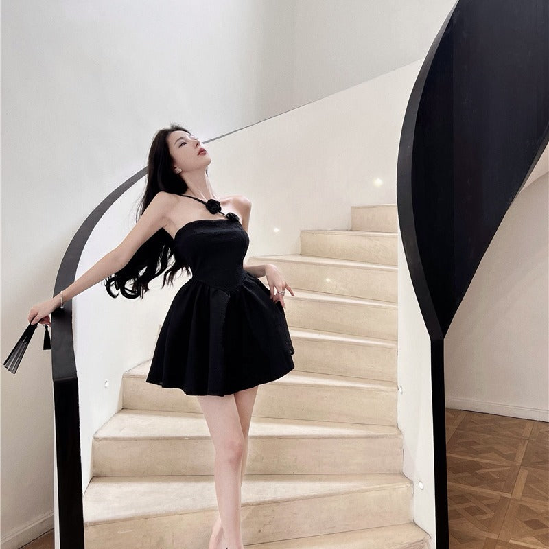 Ladies Tube Top One Shoulder Hepburn Dress