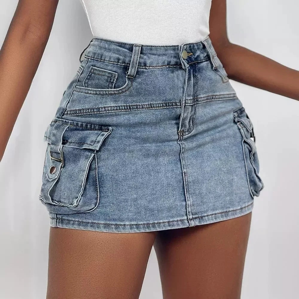 Fashion European And American Style Women's Overalls Pocket Skirt