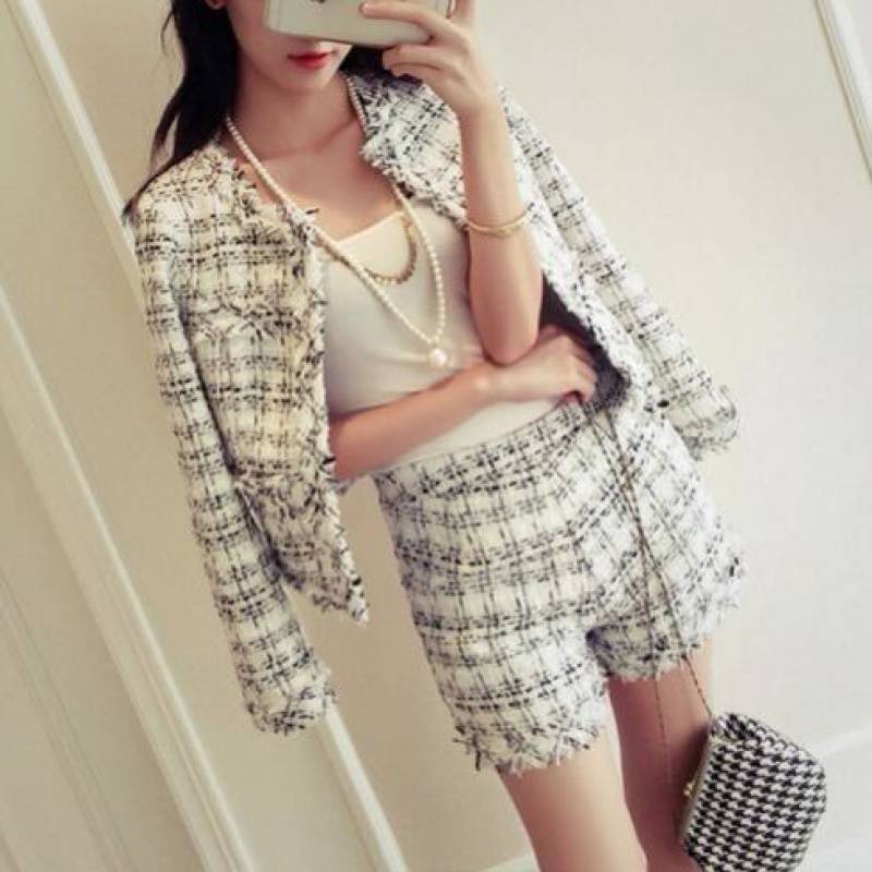 Celebrity Xiaoxiangfeng Two-piece Suit Thick Flower