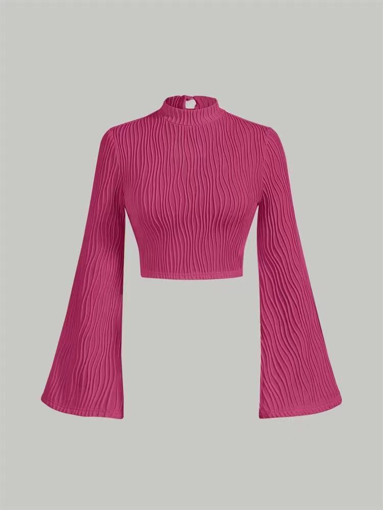 Printed Sexy Lace Thick Long Sleeved T-shirt Knitted Sweater