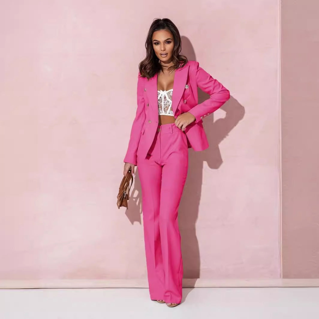 New High Waist Solid Color Suit