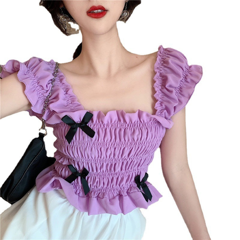 Summer New French Retro Chiffon Shirt