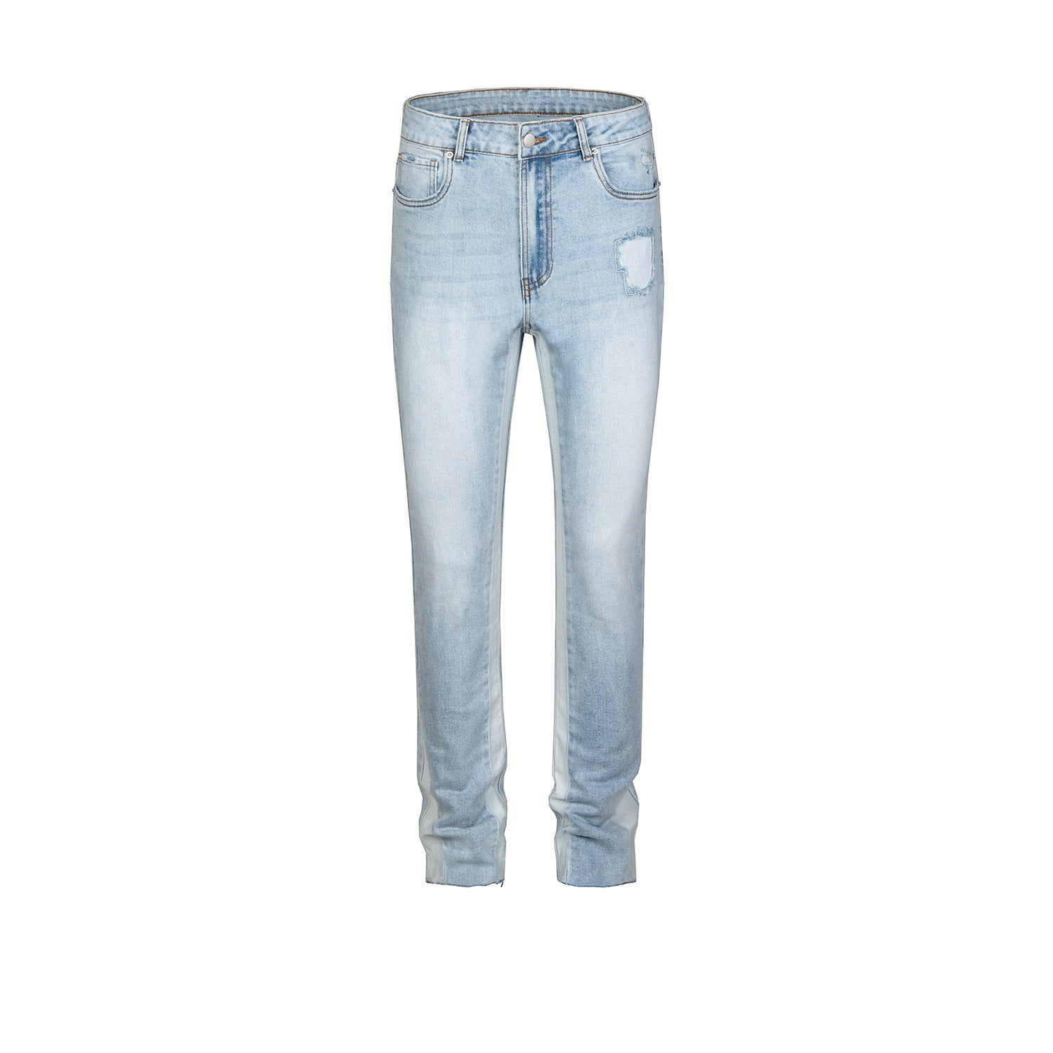 Men's And Women's Patchwork Frayed Straight-leg Jeans