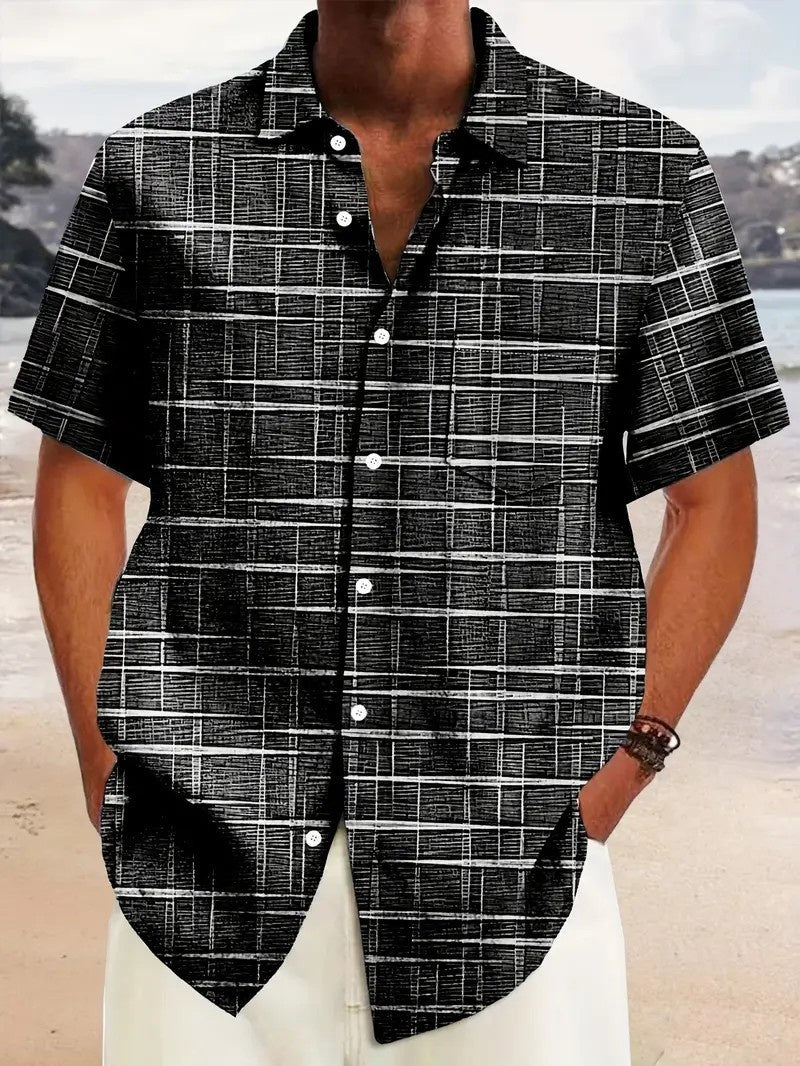 Personal Leisure Loose Men's Cardigan Button Short Sleeve Shirt