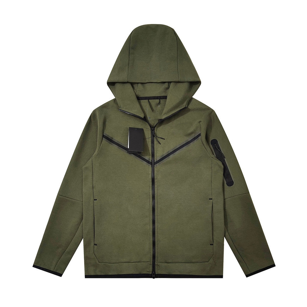 Men's Cotton Knitting Hooded Zipper Sweater Sports Casual Jacket