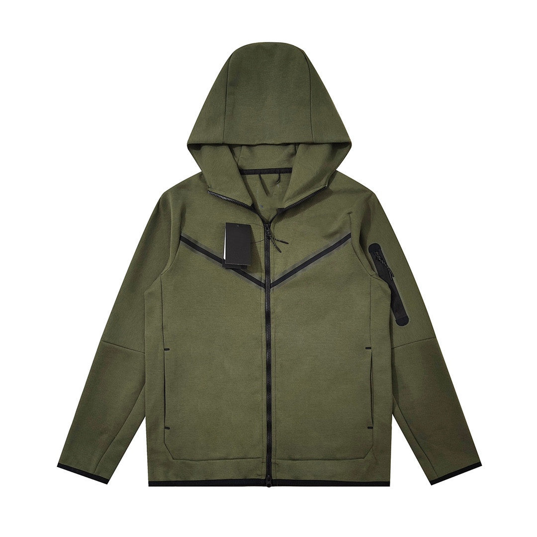 Men's Cotton Knitting Hooded Zipper Sweater Sports Casual Jacket