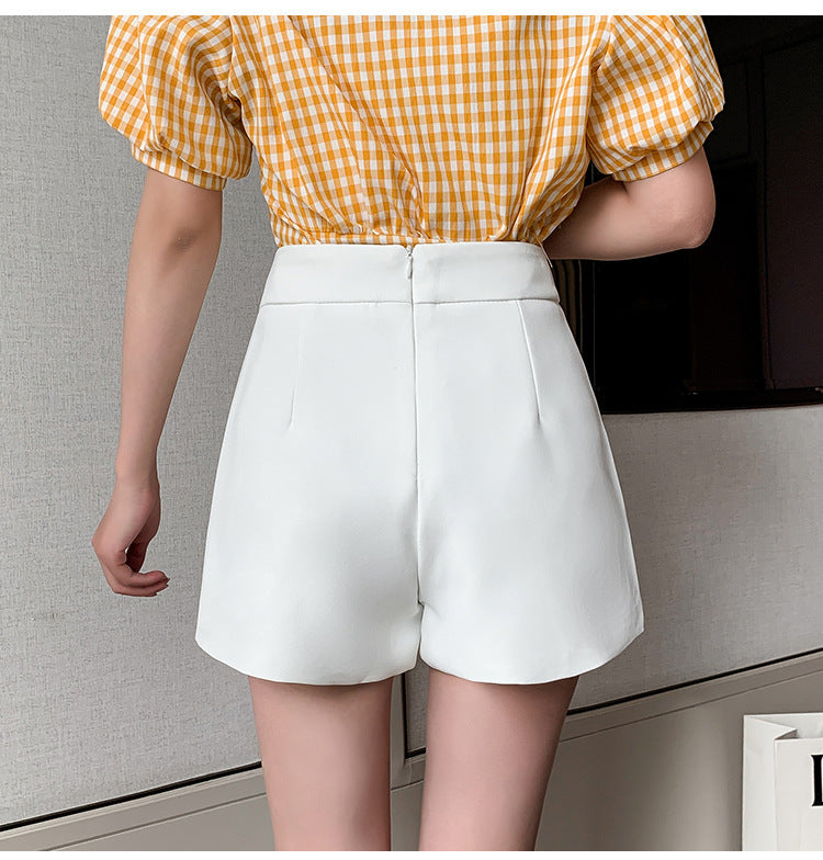 Temperament High-waisted Wide-leg Pants With Metal Buttons Loose And Casual