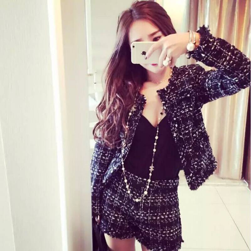 Celebrity Xiaoxiangfeng Two-piece Suit Thick Flower