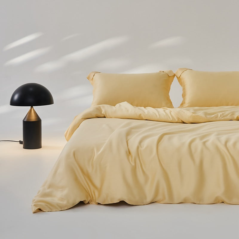 Summer Pure Color Silky Lyocell Cool Feeling Ice Silk Four-piece Set
