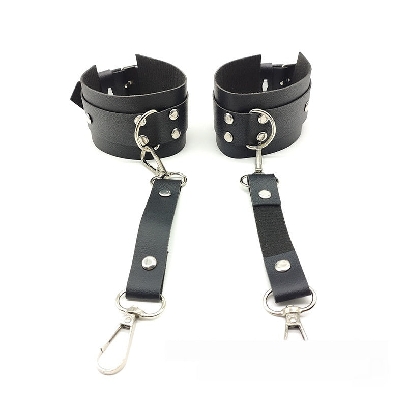Women's Black Bow Leather Belt Couple Sm Flirting Panties