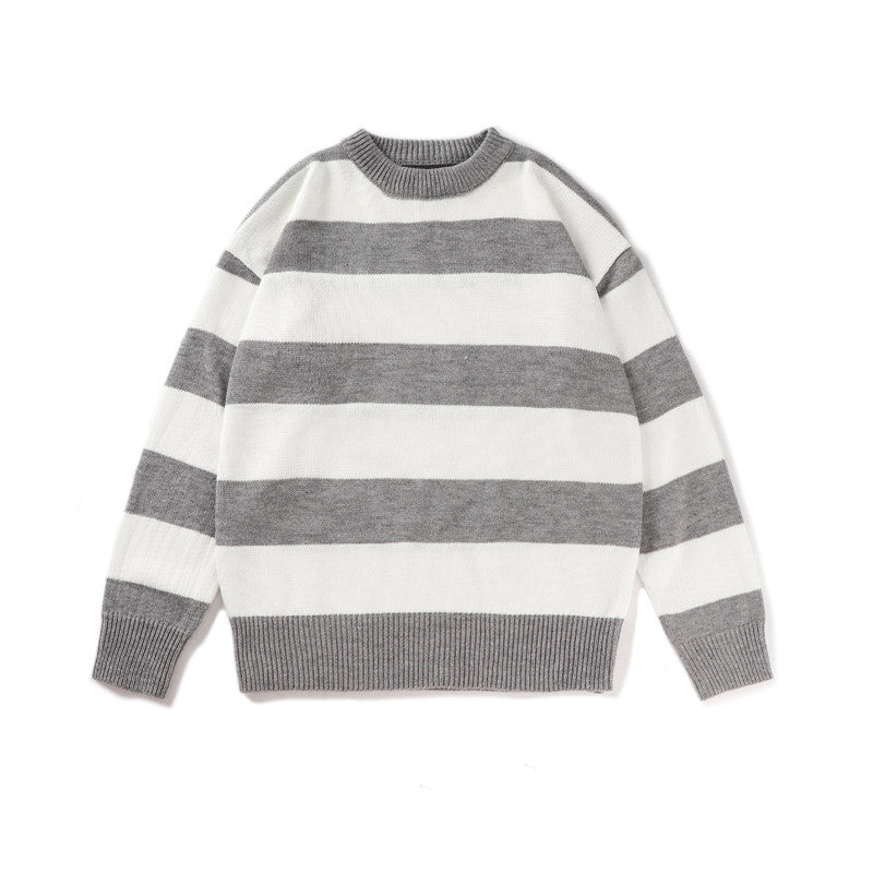 Men's And Women's Fashion Casual Loose Round Neck Clashing Jumper