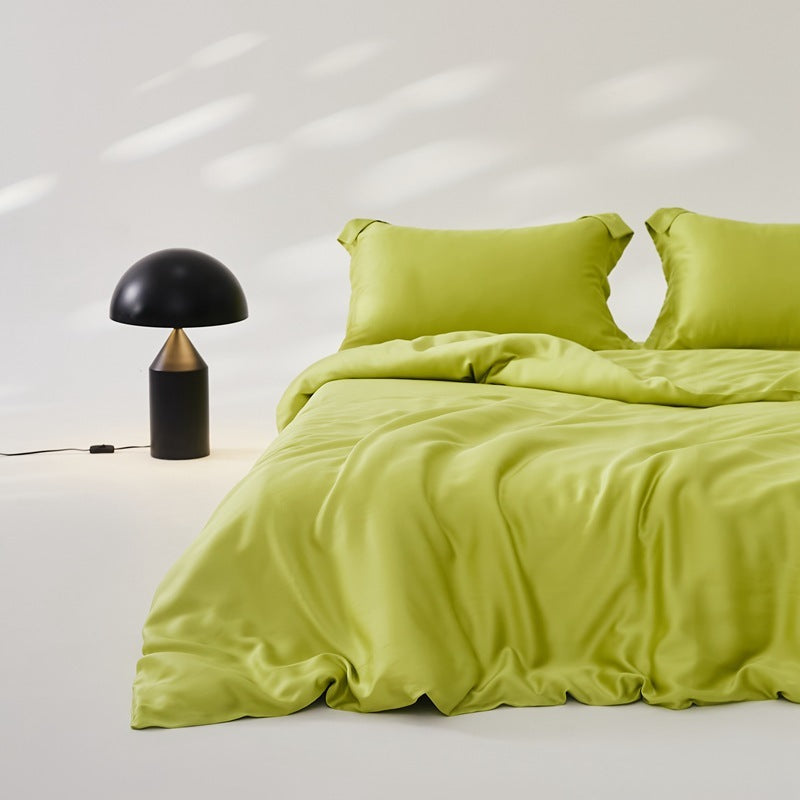 Summer Pure Color Silky Lyocell Cool Feeling Ice Silk Four-piece Set