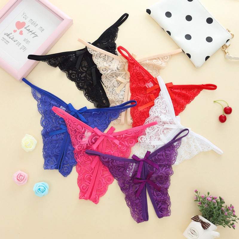 Hollow Out Lace Women's Panties Open Gear See-through