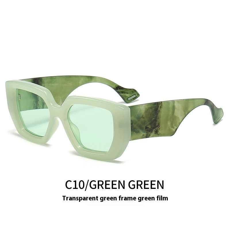Big Square Rim Contrast Color Sunglasses Female To Make Round Face Thin-looked Fashion