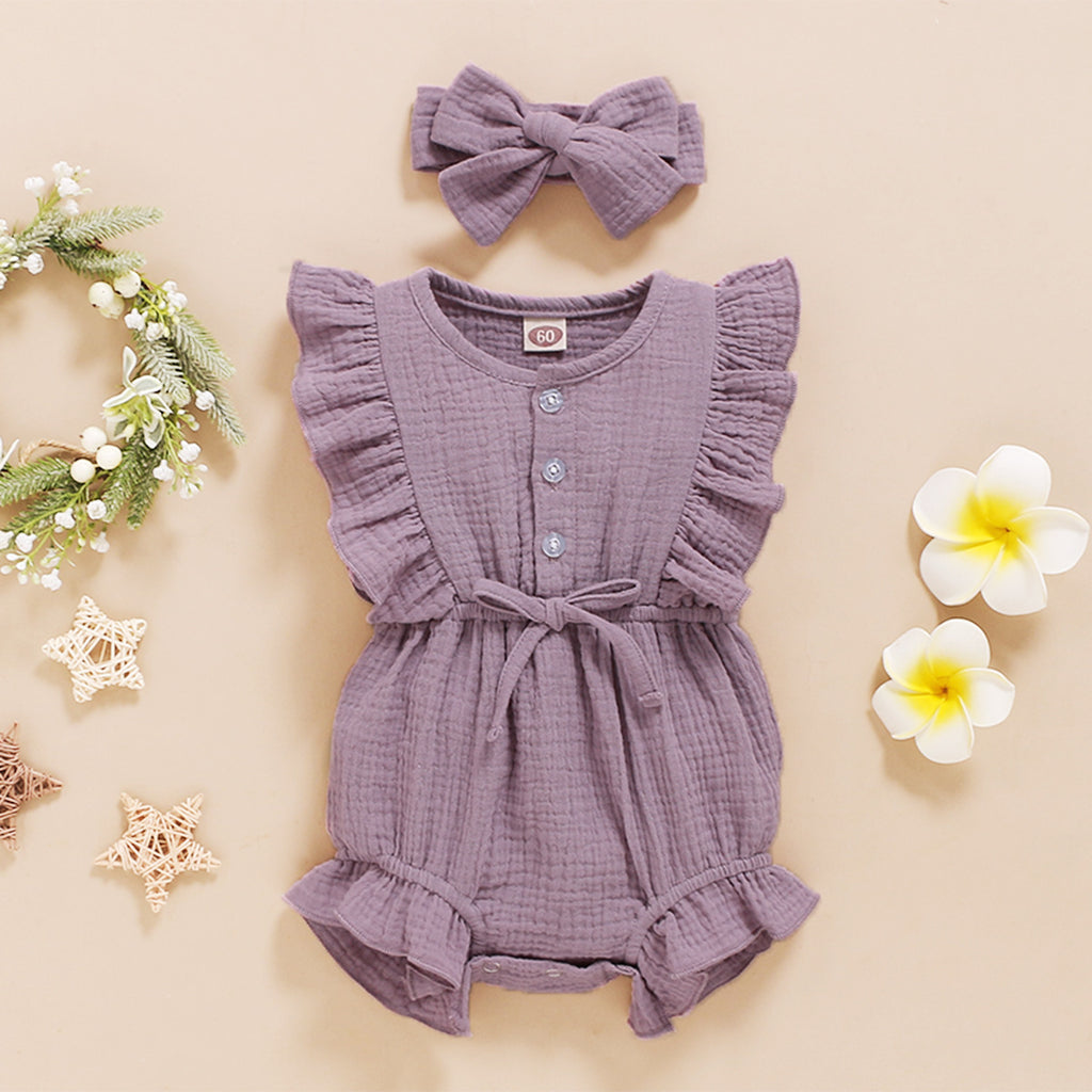 INS Baby Spring And Autumn Models New European And American Sleeveless Solid Color Personality Baby Girl Romper Romper
