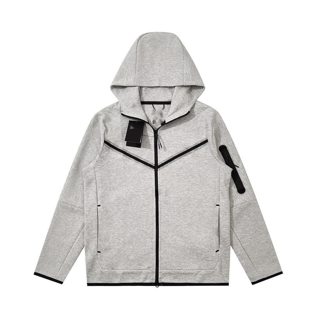 Men's Cotton Knitting Hooded Zipper Sweater Sports Casual Jacket
