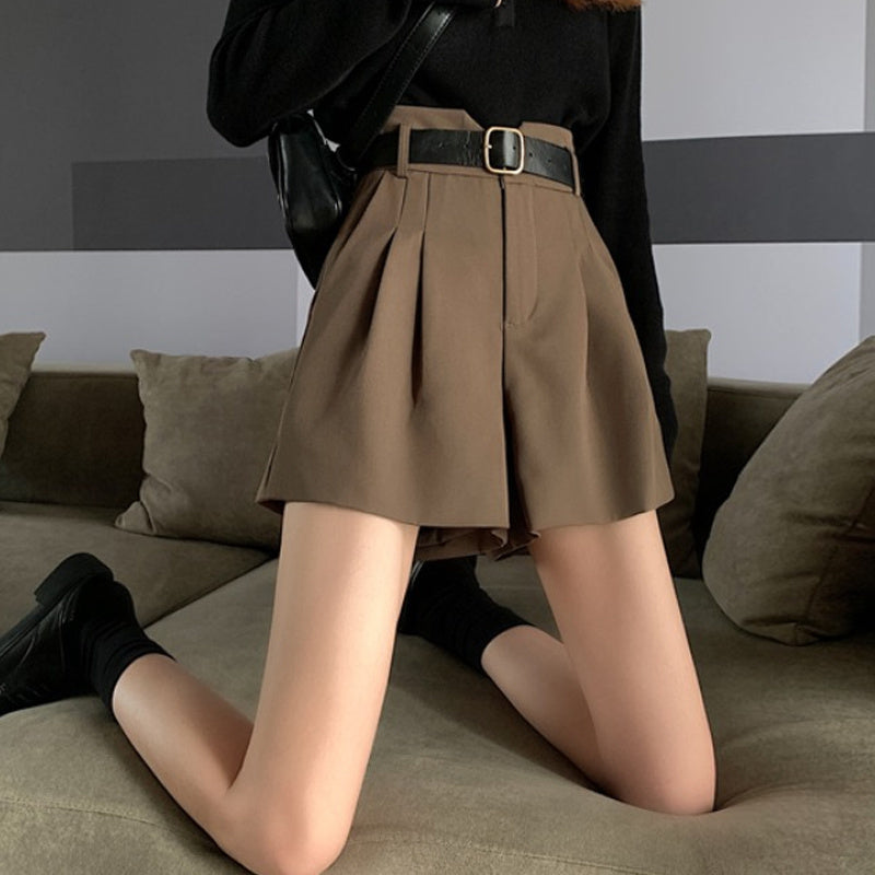 Design Wide-leg A-line High-waist Suit Shorts