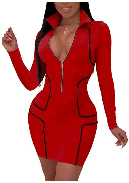 Fashion V-neck Mid-length Dress Women's Clothing Dress