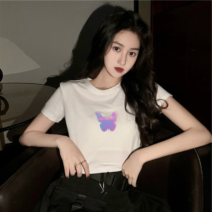 Red Couples Reflective Butterfly Short-Sleeved T-Shirt