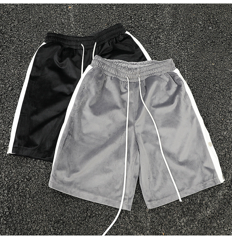 Side Stripe-Breasted Split Drawstring Shorts