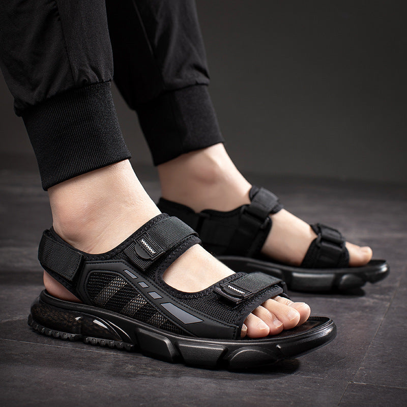 Men's Sandals Summer New Outdoor Casual Velcro Men's Sandals Air Cushion Beach Shoes Latex Soft Bottom Roman Shoes