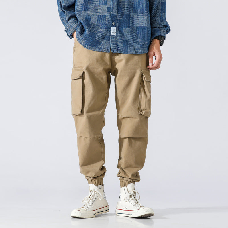 Pockets Vintage Thick Leggings Versatile Overalls Male