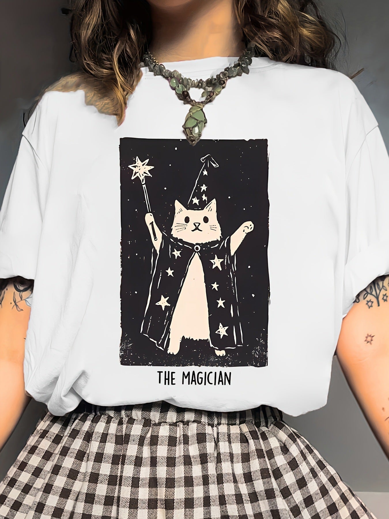 Women's Magic Kitten Cute Printed Cartoon Short Sleeve