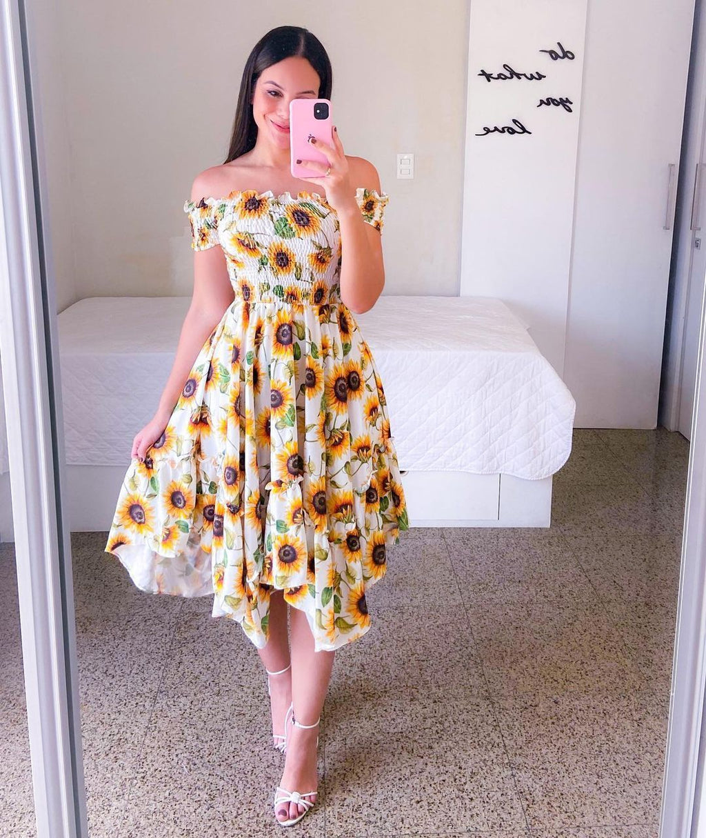 Dress Off-shoulder Irregular Off-shoulder Digital Printing