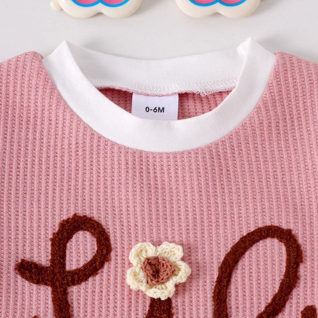 Waffle Towel Embroidery Flower Suit