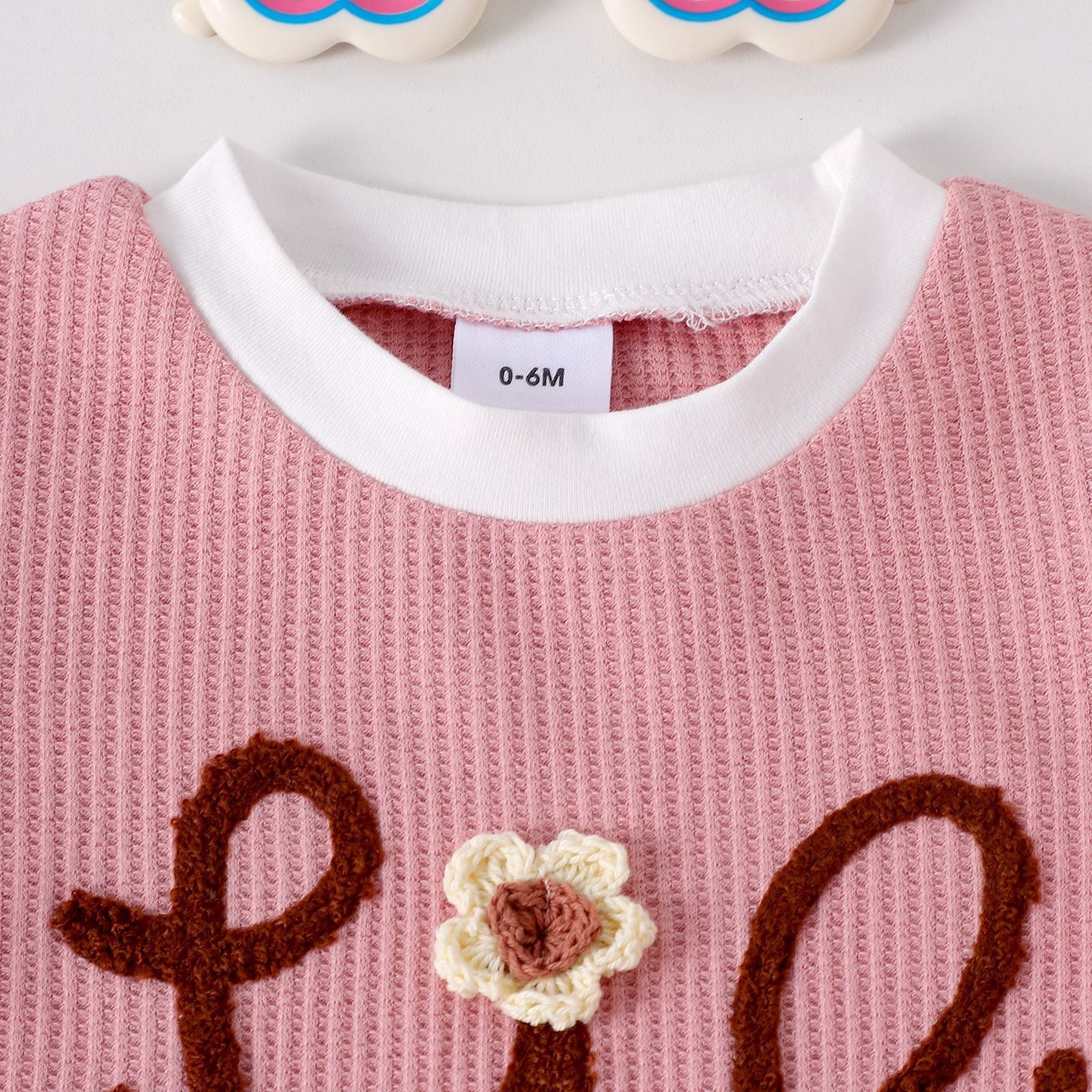 Waffle Towel Embroidery Flower Suit