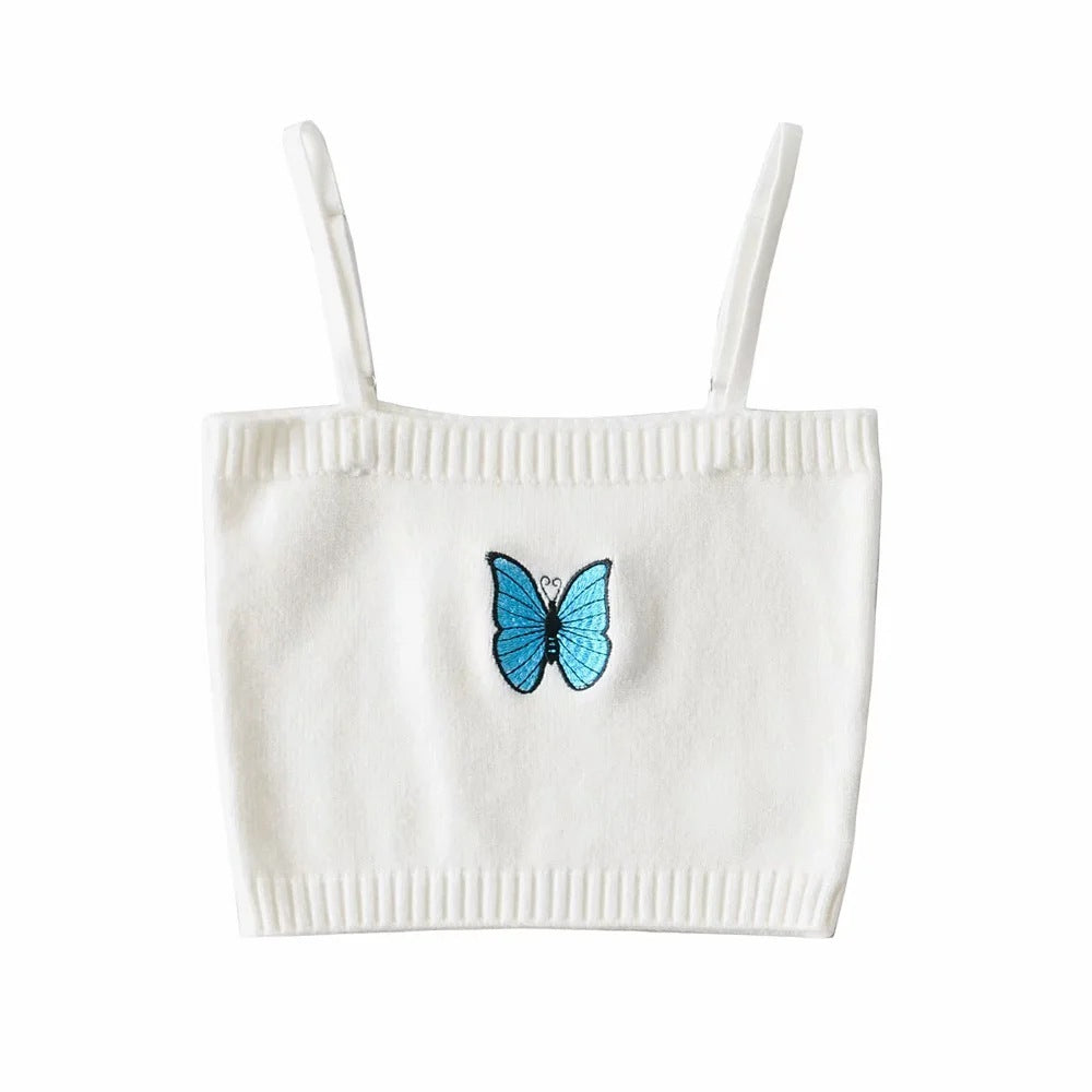 Butterfly Embroidery Knitted Cardigan Two Piece Set