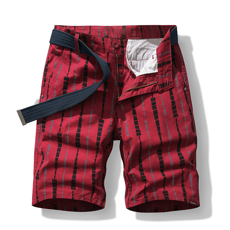 Men's Overalls Youth Five-point Pants Straight Multi-pocket Pants