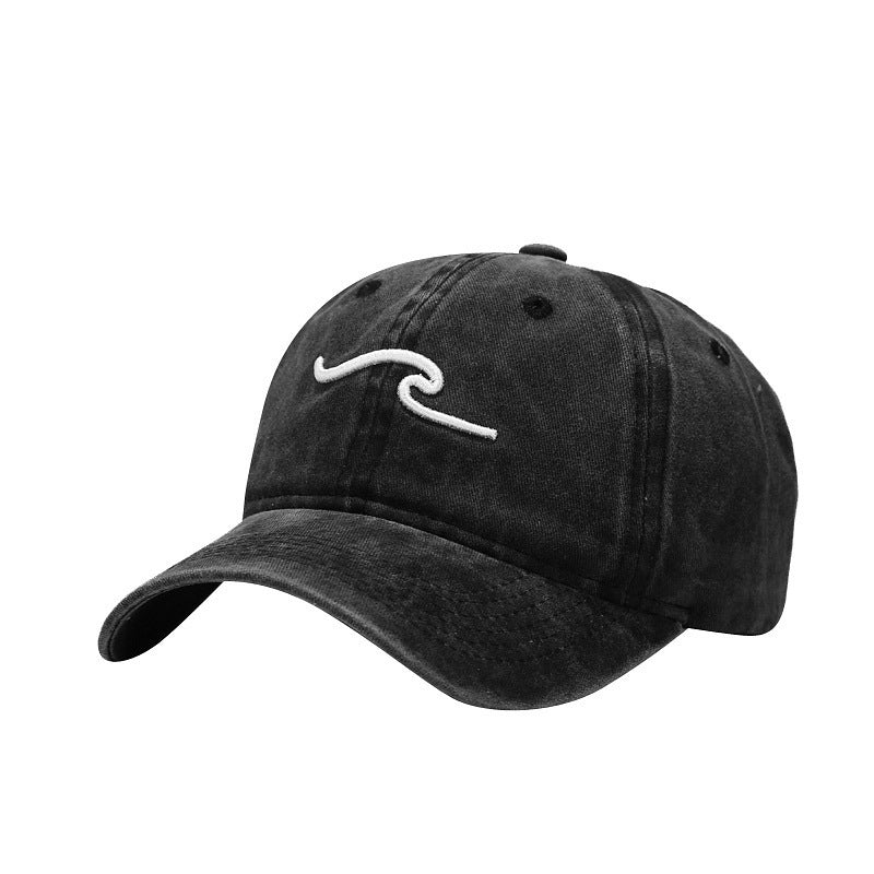 Hat Women's Washed Old Three-dimensional Wave Embroidery