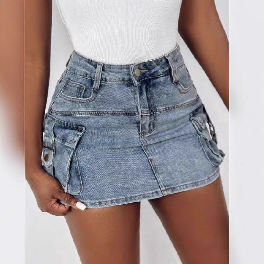 Fashion European And American Style Women's Overalls Pocket Skirt
