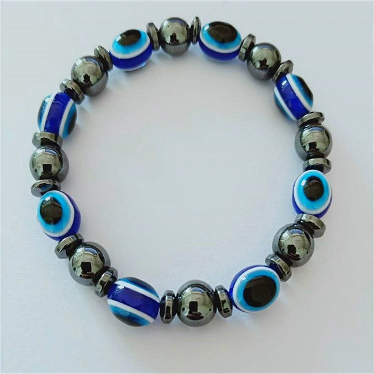 Colorful Flat Beads Black Stone Magnet Elastic Bracelet