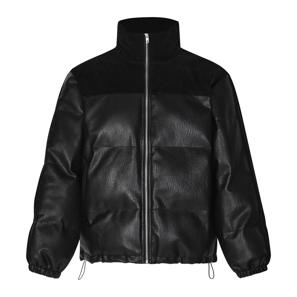 Leather Semi-high Collar Warm Bread Cotton-padded Jacket