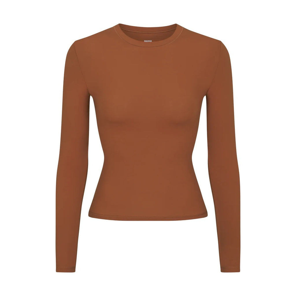 Brushed High-density Nylon Long-sleeved Bottoming Women's Single Wear