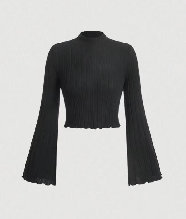 Printed Sexy Lace Thick Long Sleeved T-shirt Knitted Sweater
