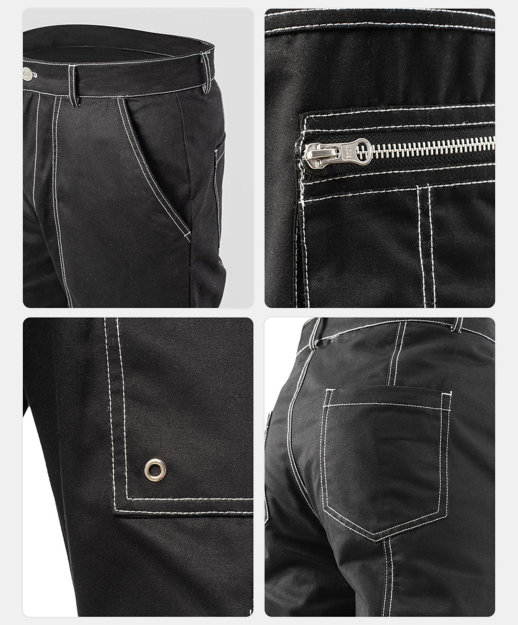 Deconstructed Cargo Men's Straight Wide Leg Pants