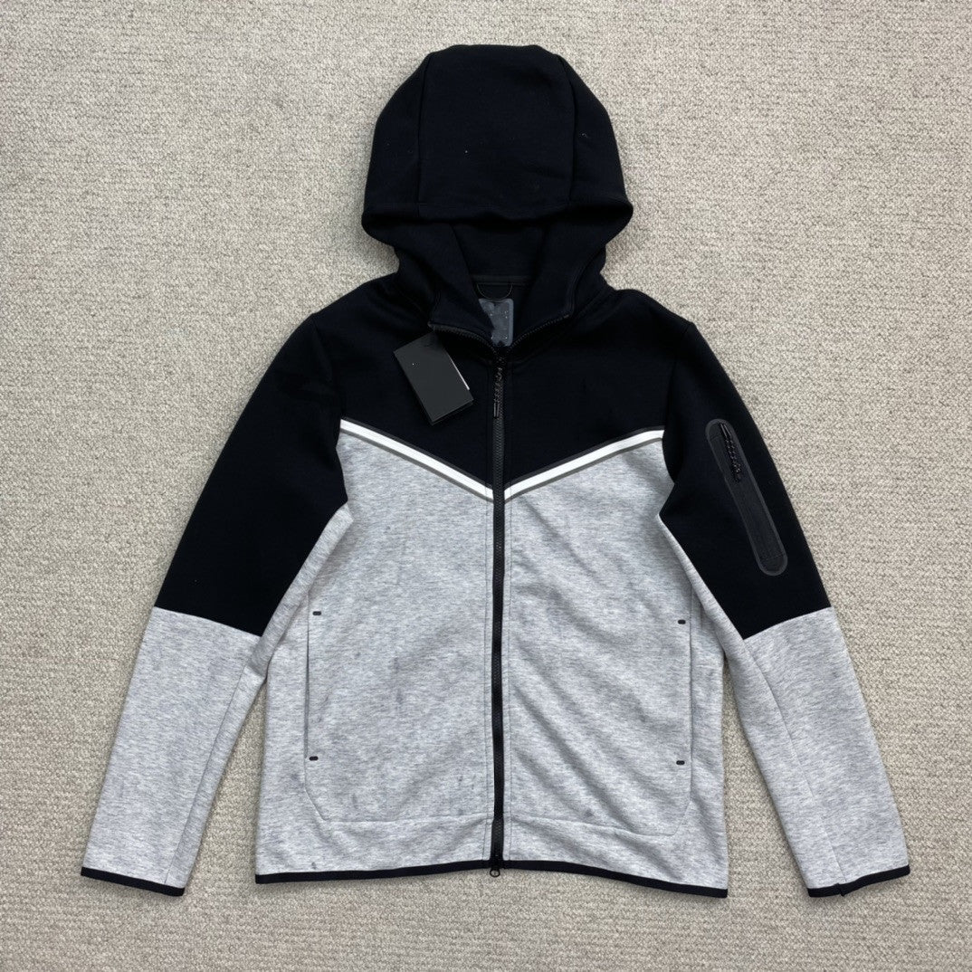 Men's Cotton Knitting Hooded Zipper Sweater Sports Casual Jacket