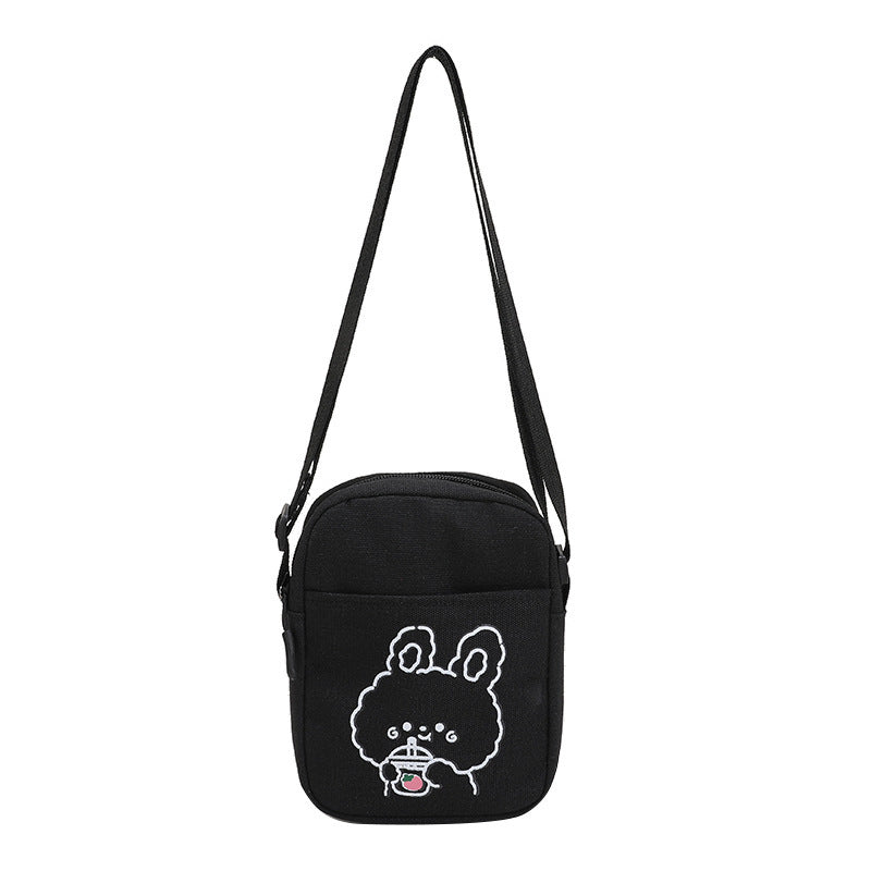 Cute Cross Body Small Female Student Girl Everything Mobile Phone Canvas Bag