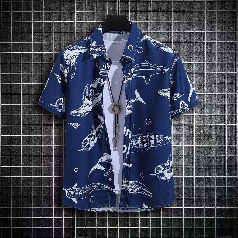 Fashion Ins Printed Shirt Beachwear Casual Shorts Suit
