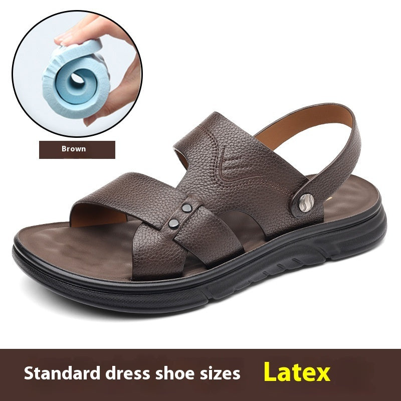 Men's Breathable Genuine Leather Beach Shoes Casual Soft Bottom Middle-aged And Elderly