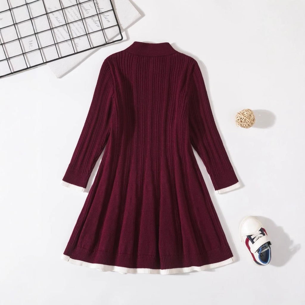 Girls' Knitted Dress, Winter Warm Woolen Skirt, Children's Casual Princess Base Skirt