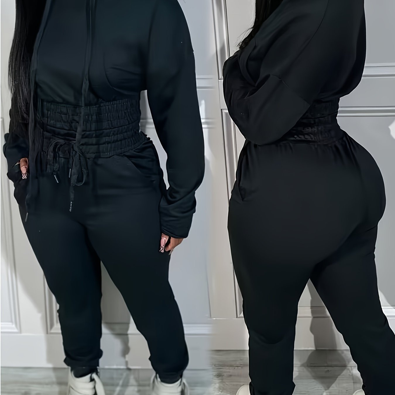 Girdle Casual Hoodie And Cuff Jogging Sweatpants
