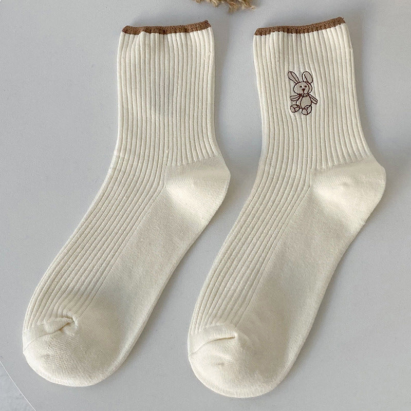 Autumn And Winter New All Cotton Cute Japanese Medium Tube Socks Female