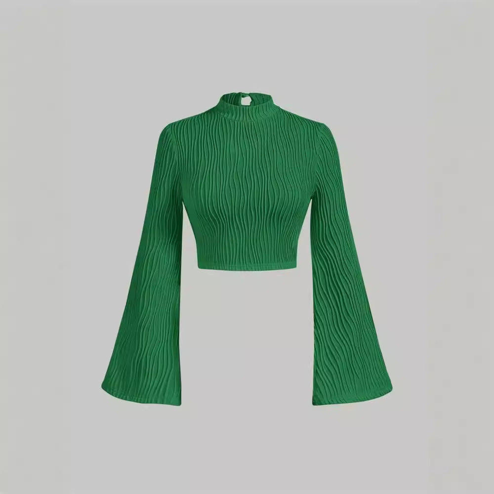 Printed Sexy Lace Thick Long Sleeved T-shirt Knitted Sweater