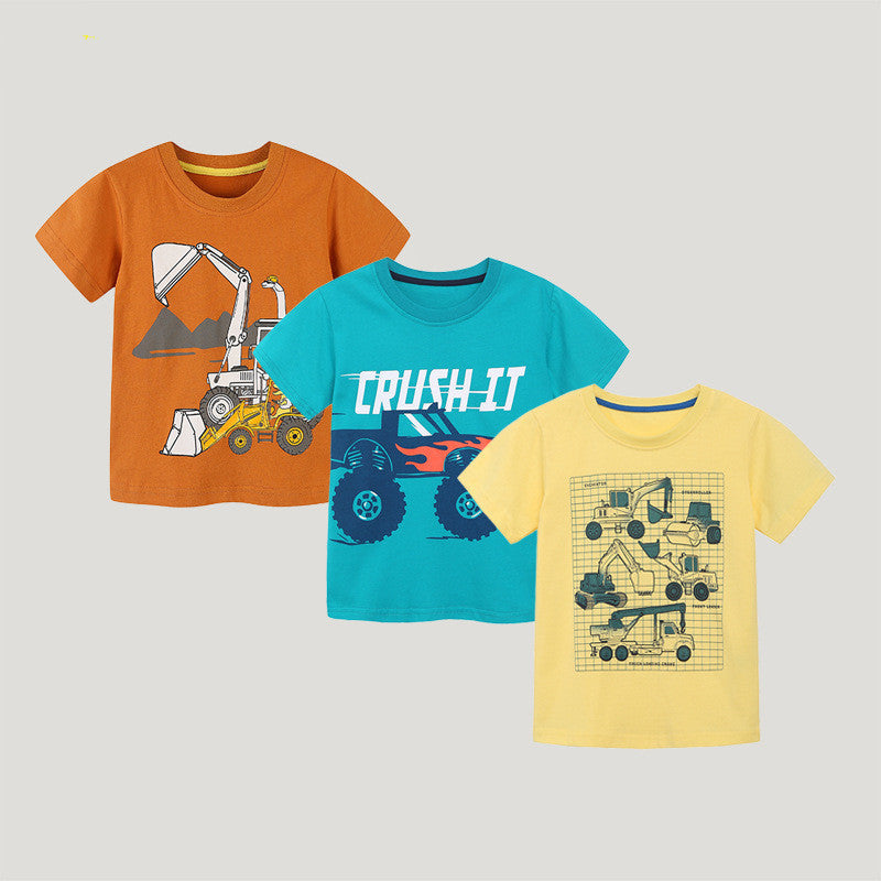 European And American Style Fashion Car Printing Short Sleeve
