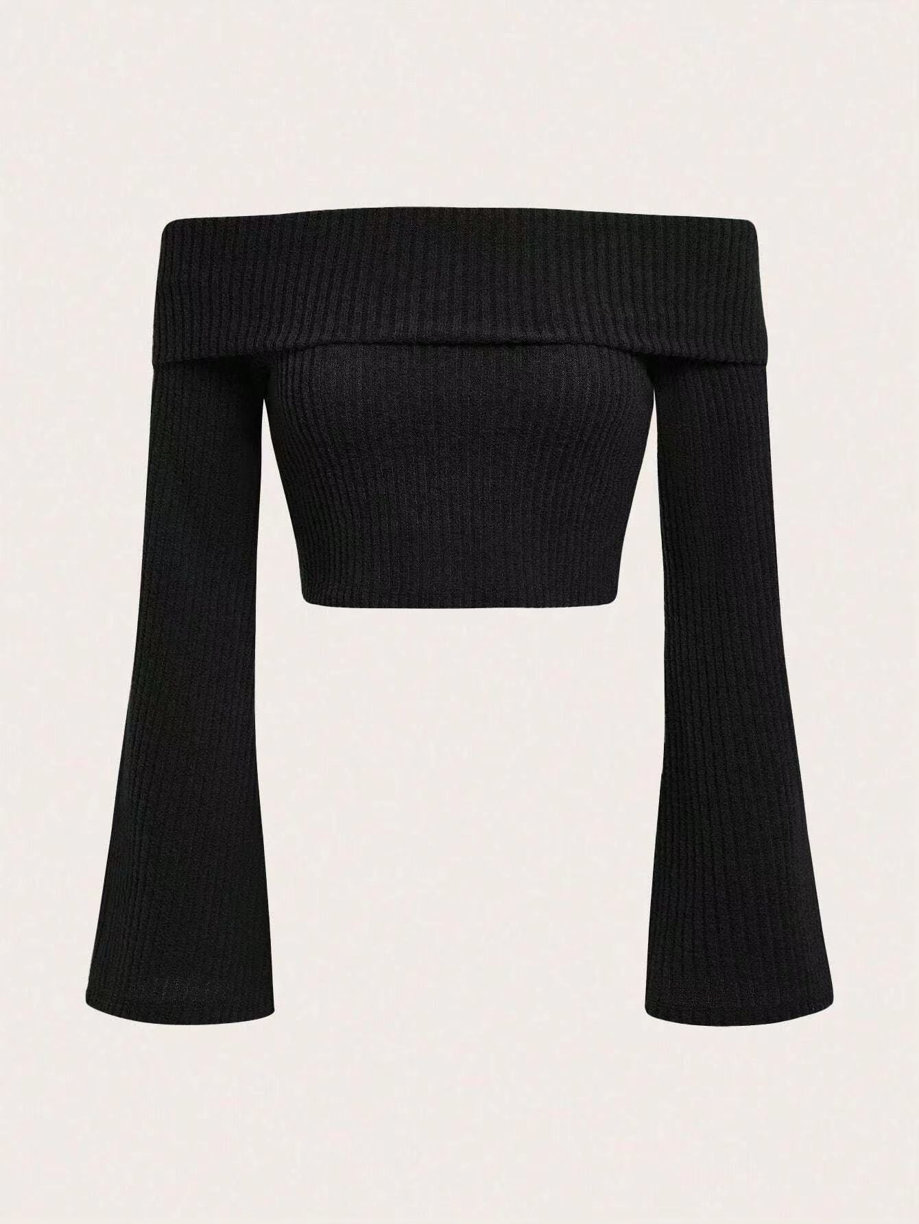 Printed Sexy Lace Thick Long Sleeved T-shirt Knitted Sweater